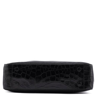 Prada Black Tessuto Metallo Croc Shoulder Bag