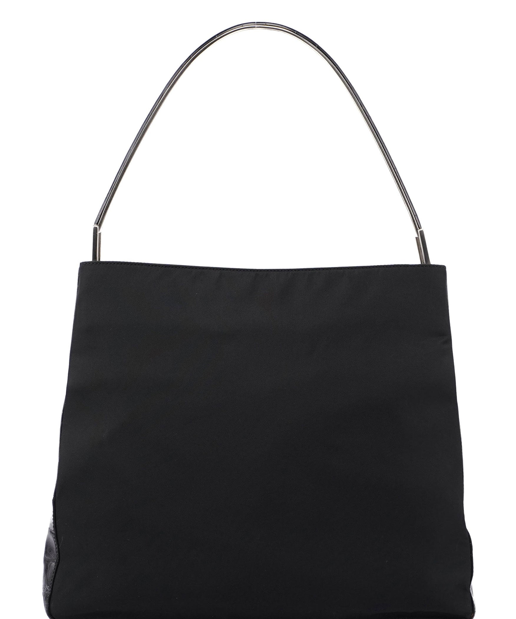 Prada Black Tessuto Metallo Croc Shoulder Bag