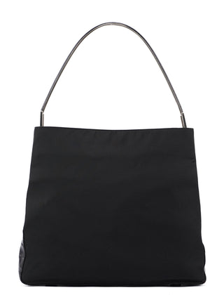 Prada Black Tessuto Metallo Croc Shoulder Bag