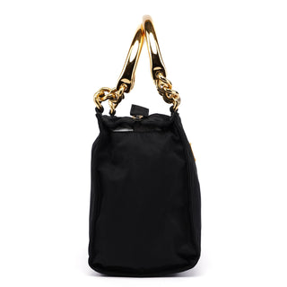 Prada Black Tessuto Metallo Tote