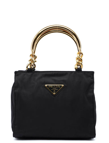 Prada Black Tessuto Metallo Tote