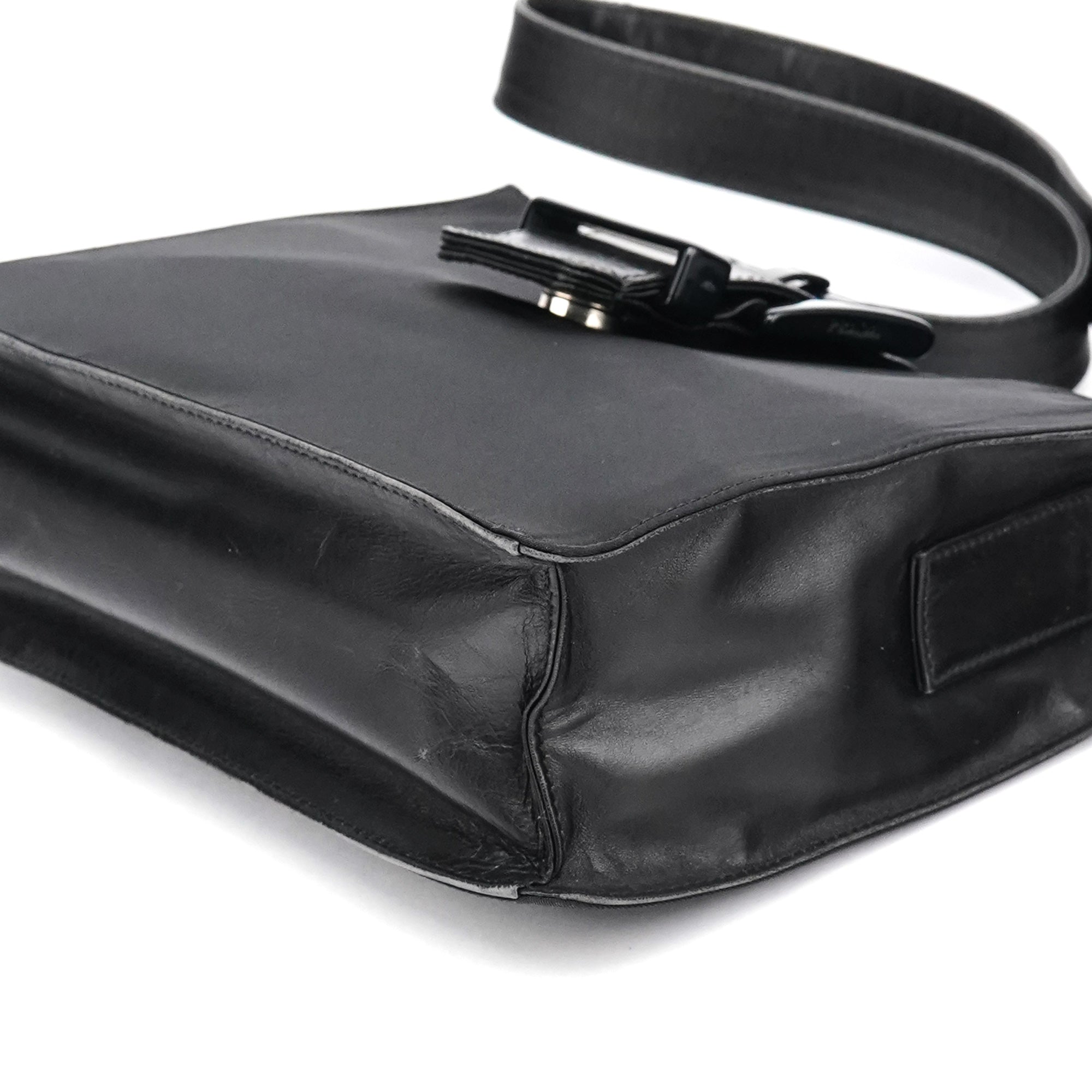 Prada Black Tessuto Nappa Buckle Shoulder Bag