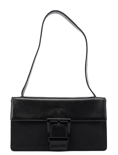 Prada Black Tessuto Nappa Buckle Shoulder Bag