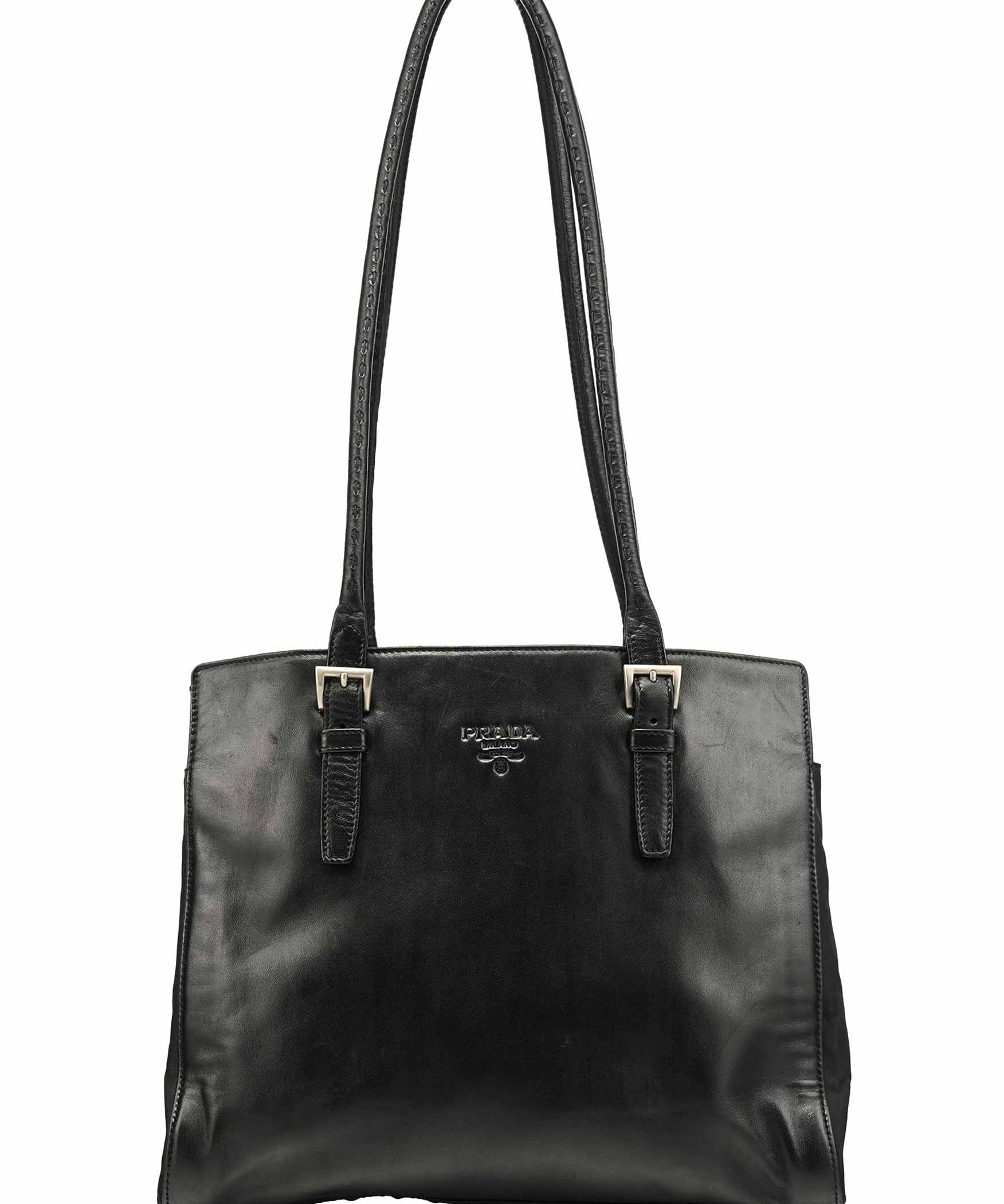 Prada Black Tessuto Nappa Leather Tote Bag