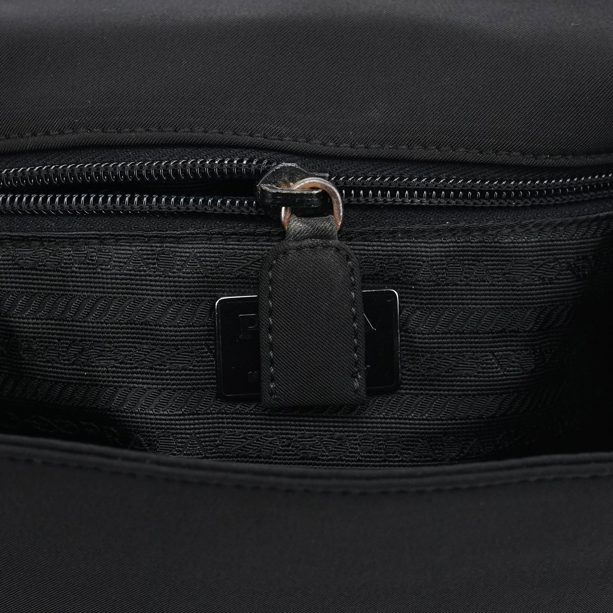 Prada Black Tessuto Nylon Buckle Top Handle Bag