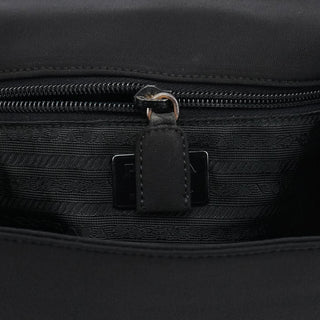 Prada Black Tessuto Nylon Buckle Top Handle Bag