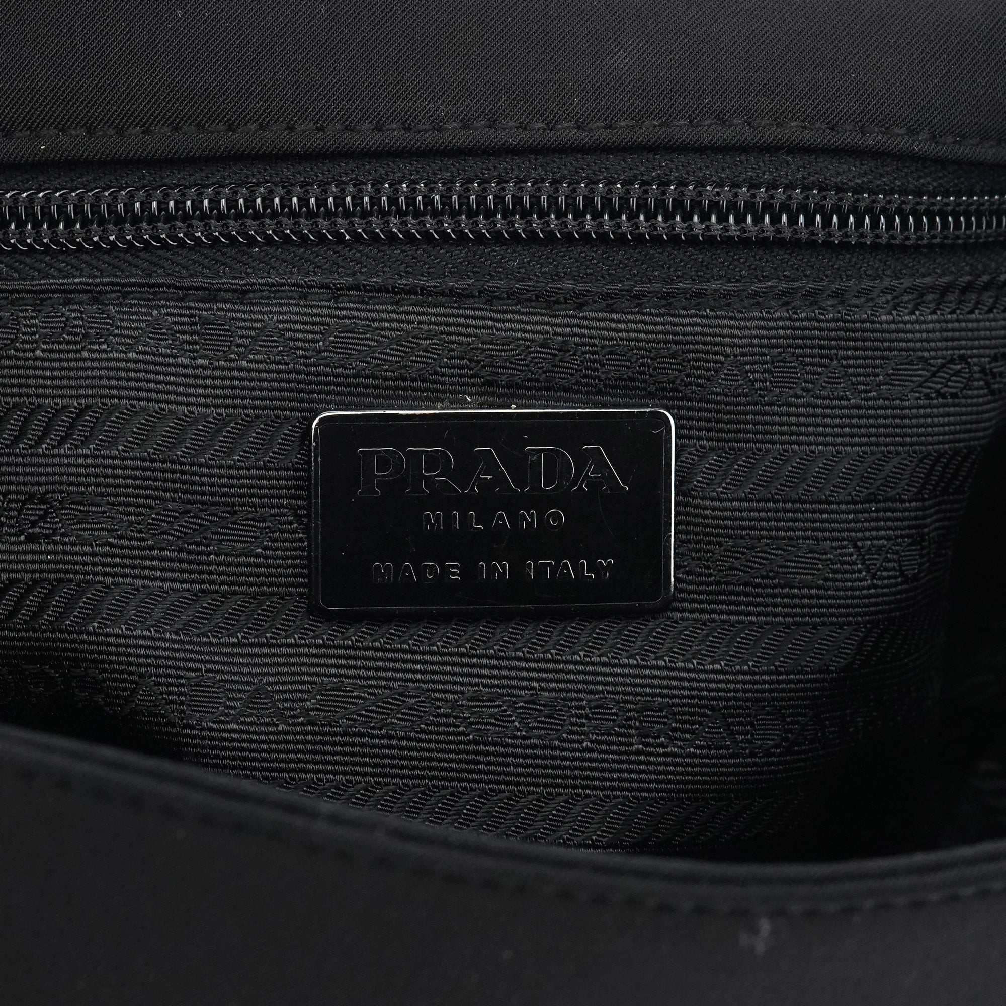 Prada Black Tessuto Nylon Buckle Top Handle Bag