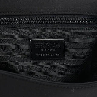 Prada Black Tessuto Nylon Buckle Top Handle Bag