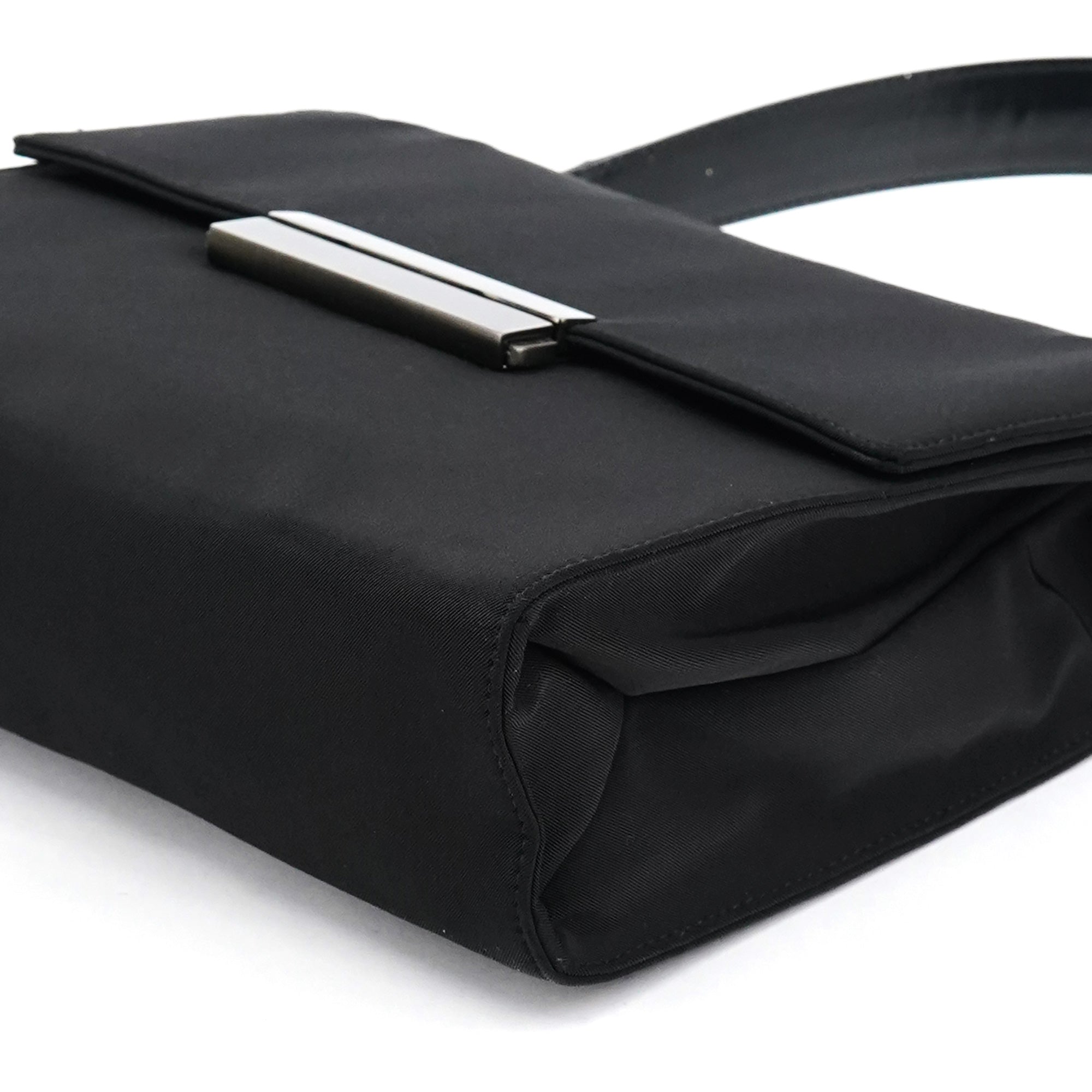 Prada Black Tessuto Nylon Buckle Top Handle Bag