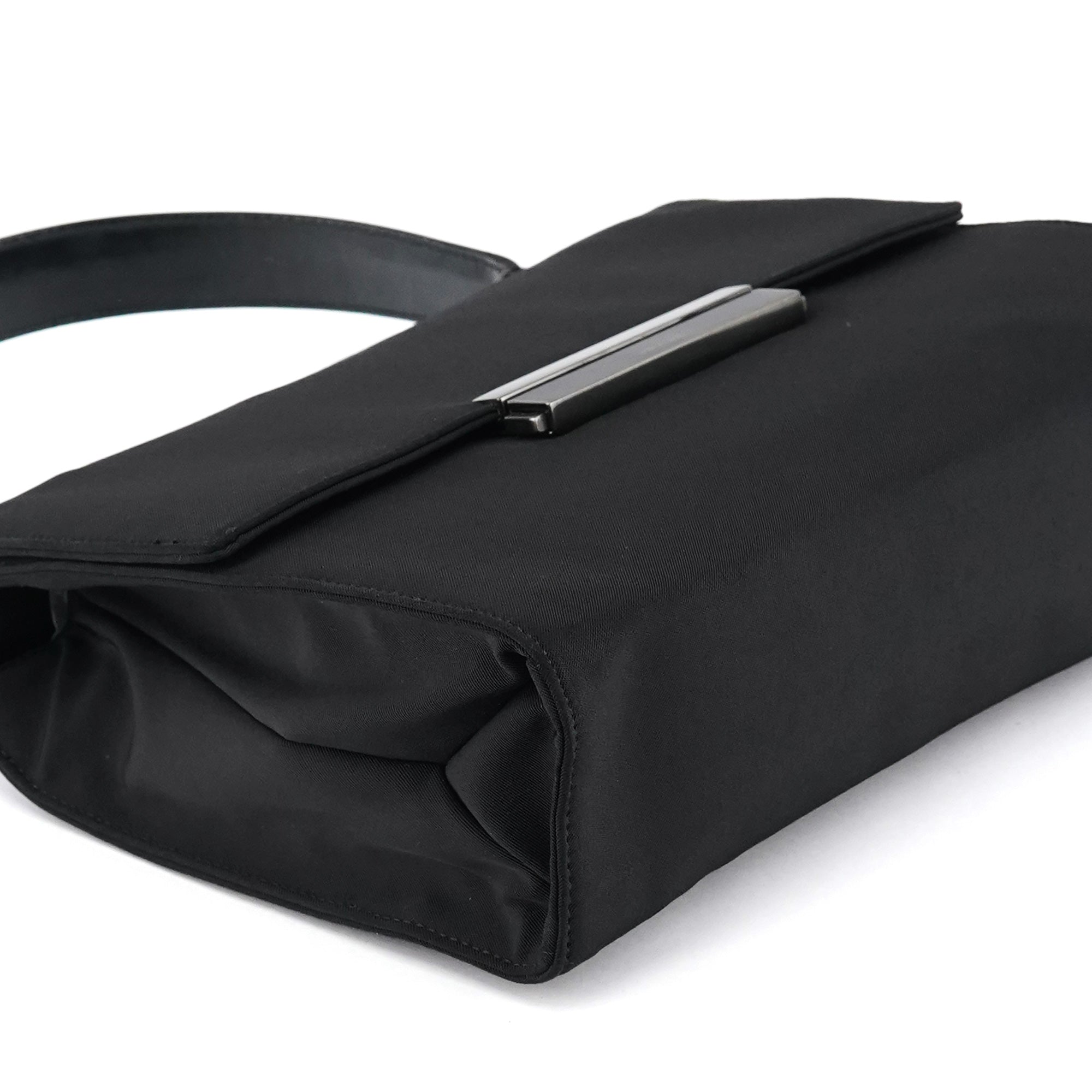 Prada Black Tessuto Nylon Buckle Top Handle Bag