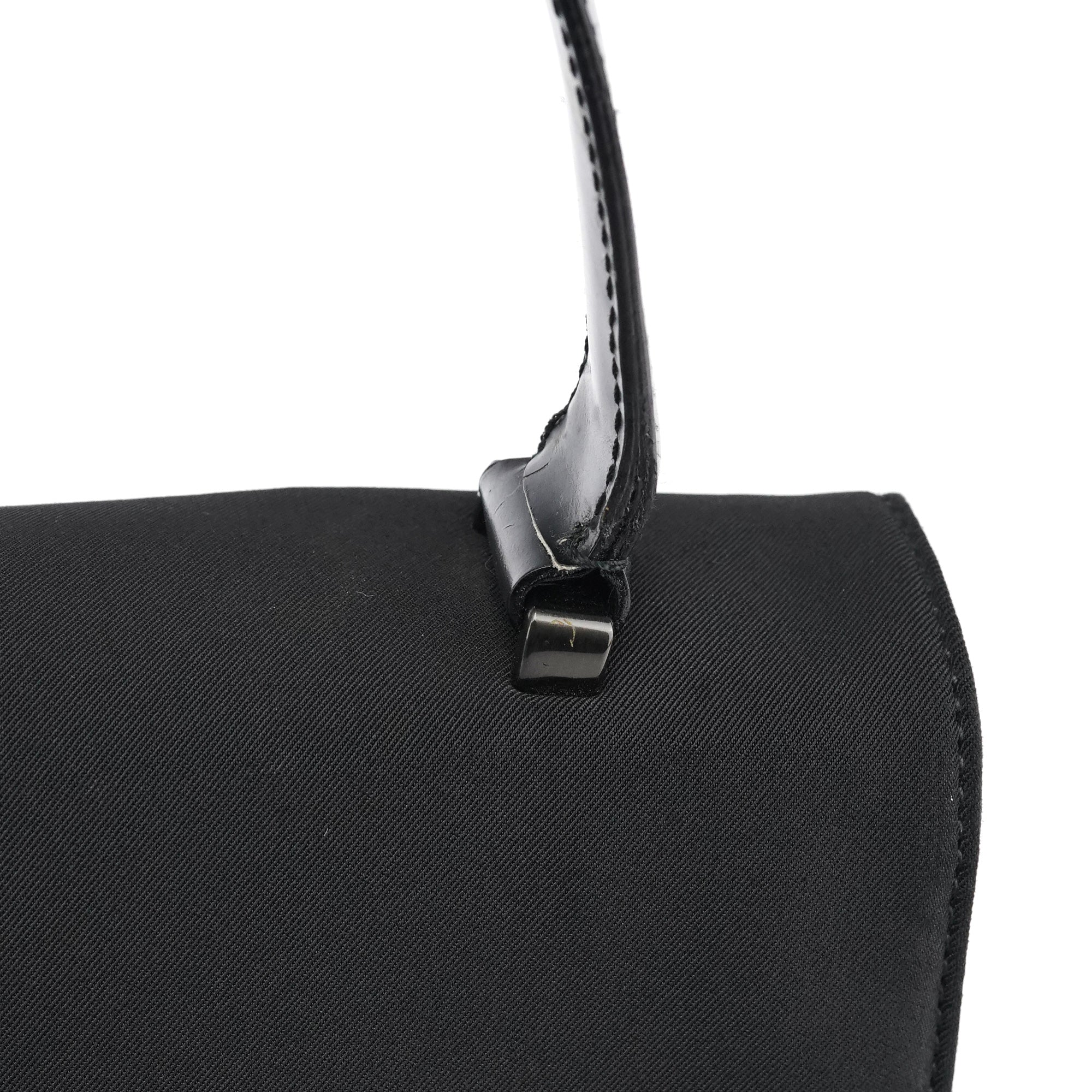 Prada Black Tessuto Nylon Buckle Top Handle Bag
