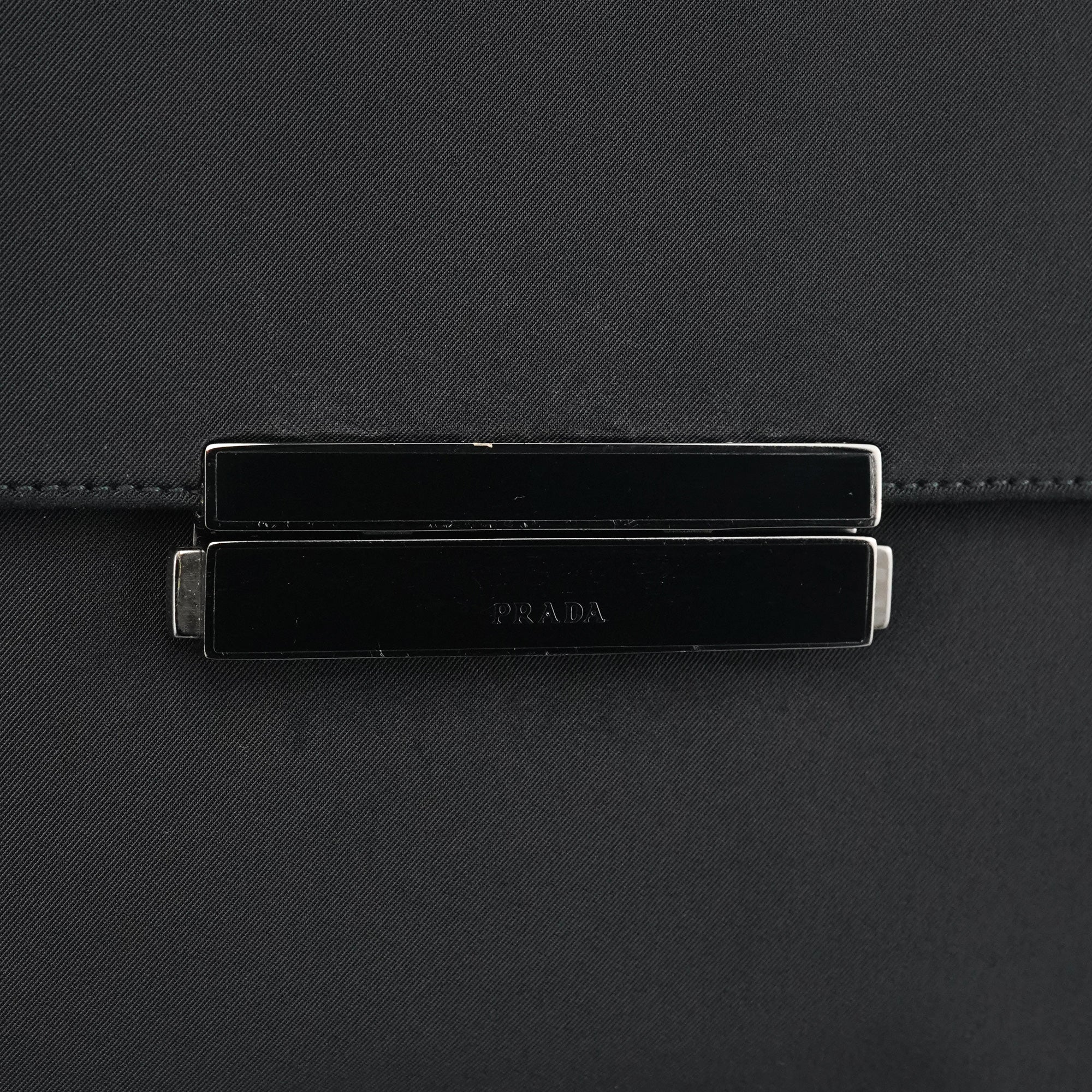 Prada Black Tessuto Nylon Buckle Top Handle Bag