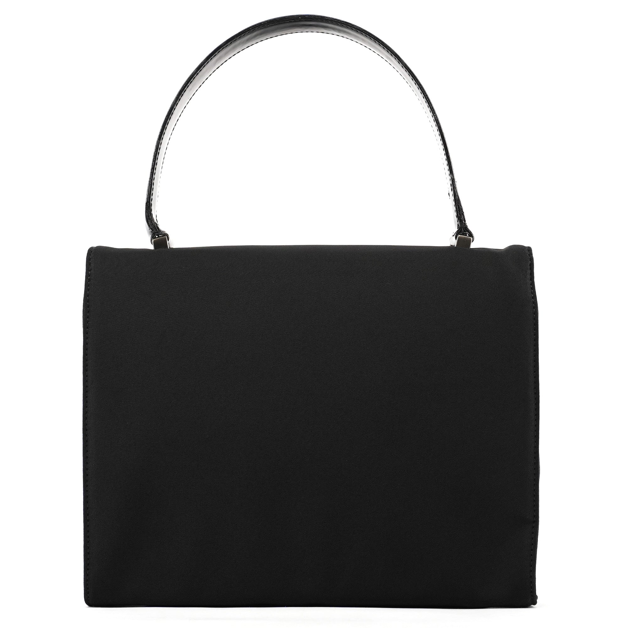 Prada Black Tessuto Nylon Buckle Top Handle Bag