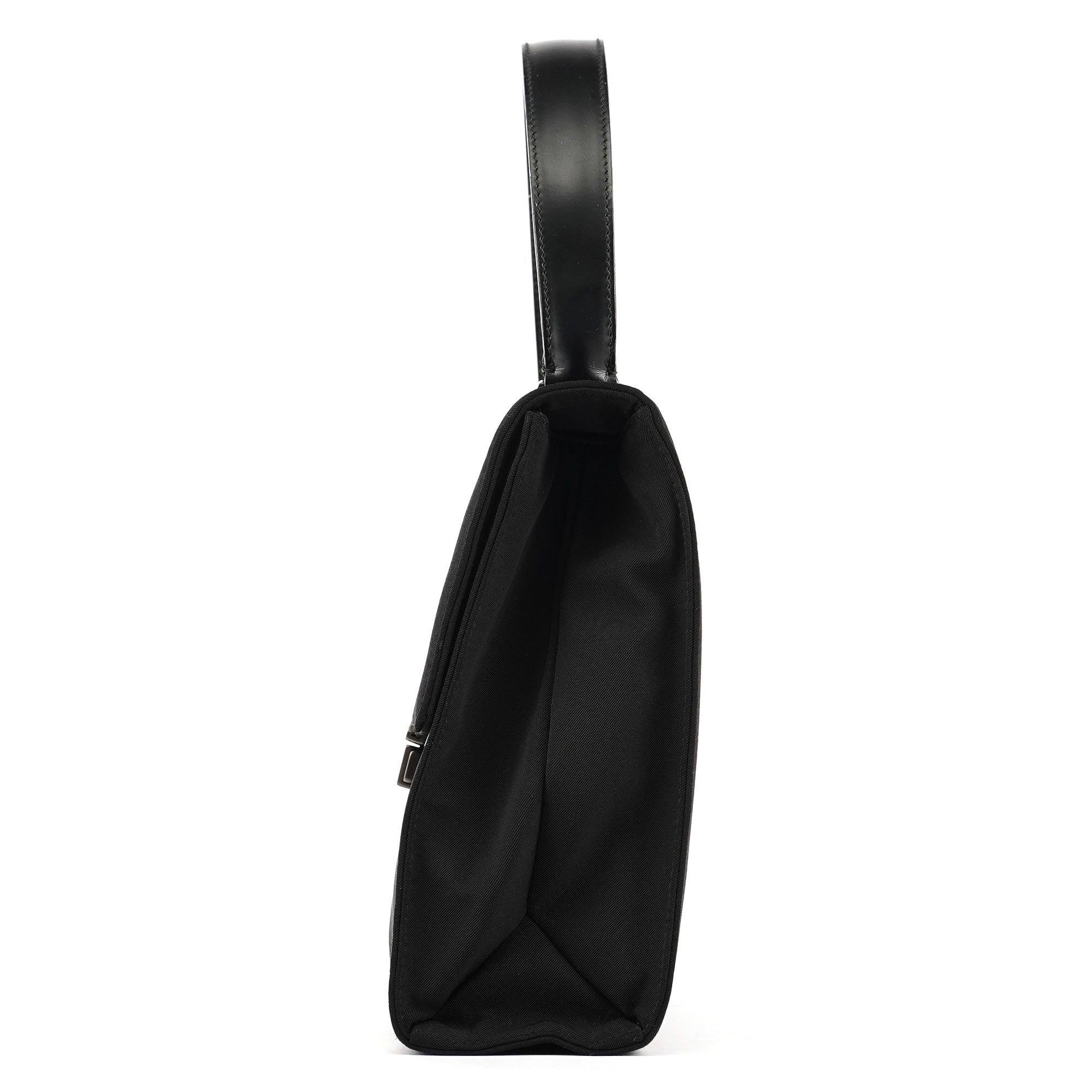 Prada Black Tessuto Nylon Buckle Top Handle Bag