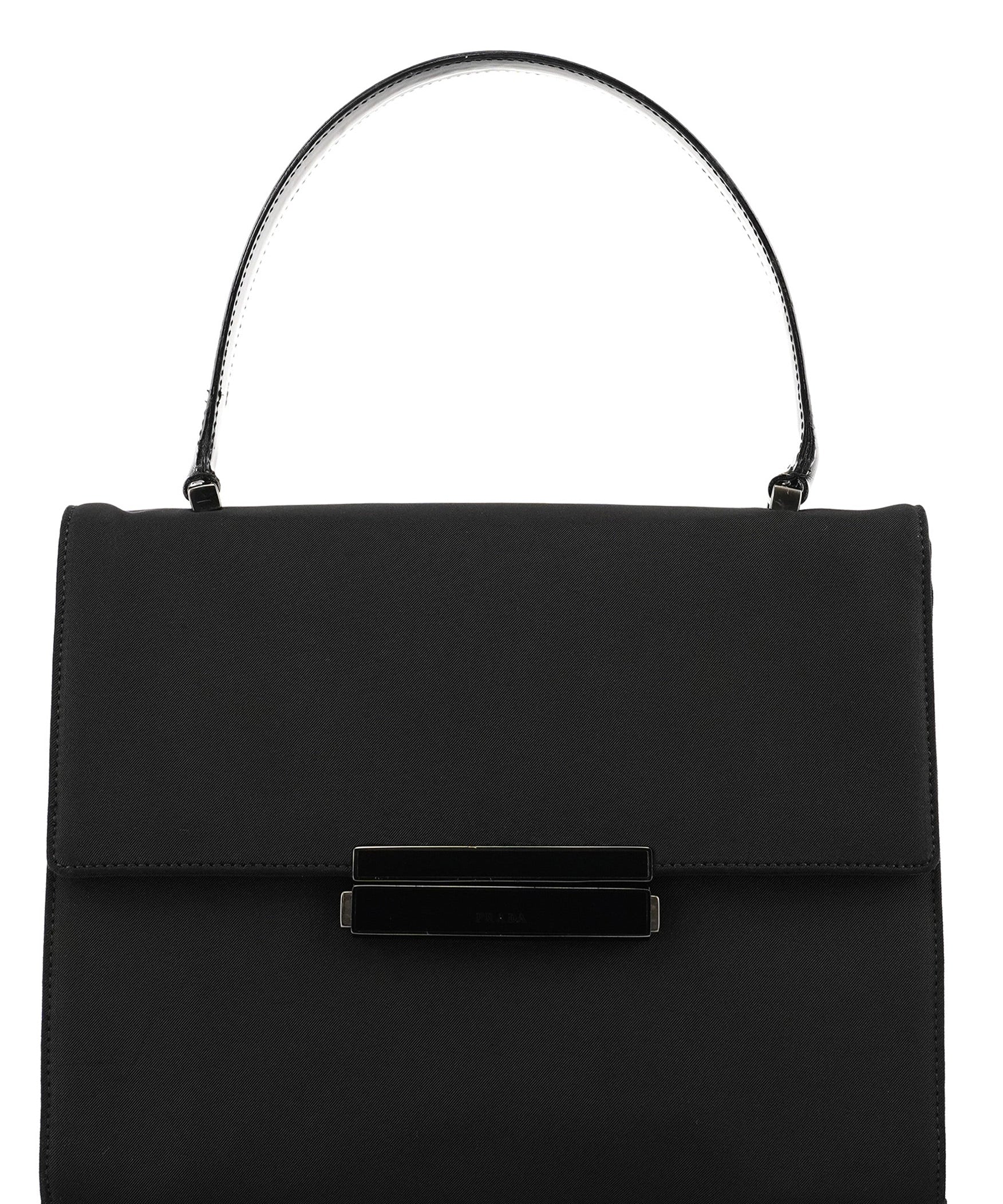 Prada Black Tessuto Nylon Buckle Top Handle Bag