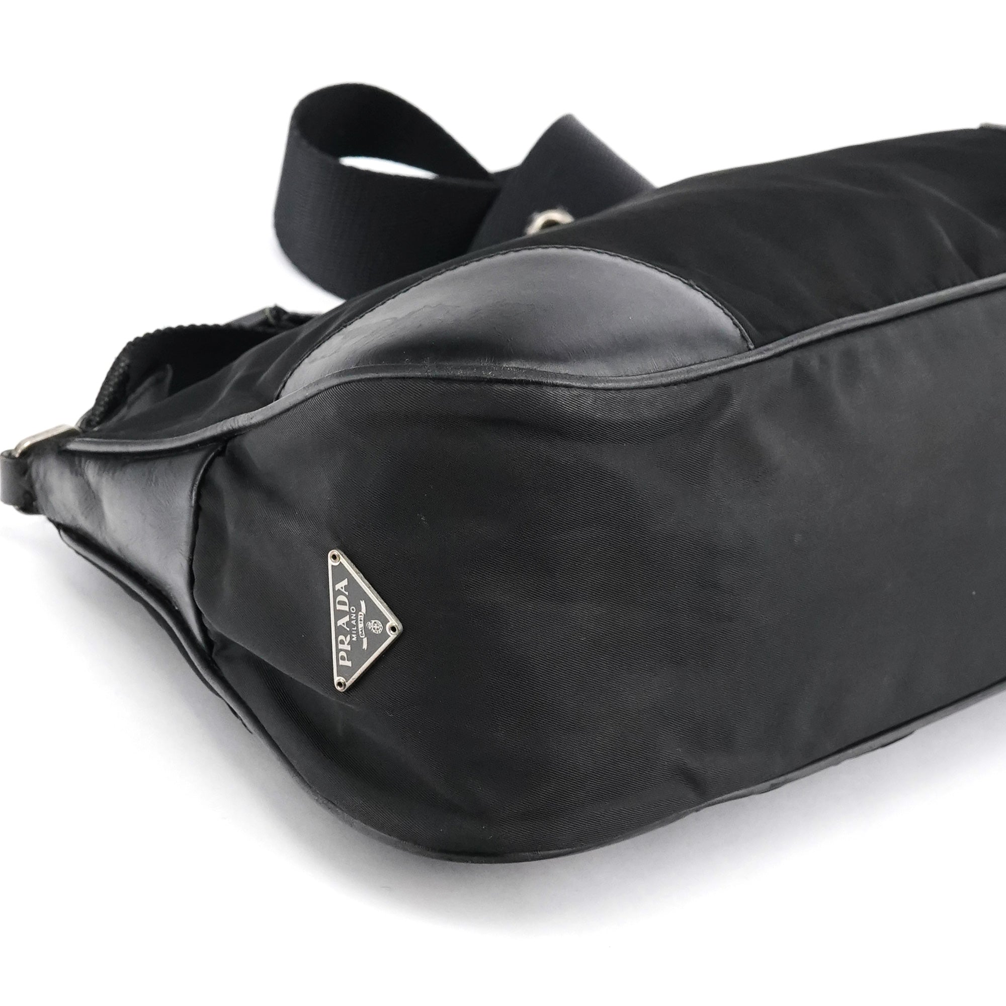 Prada Black Tessuto Nylon Hobo Shoulder Bag