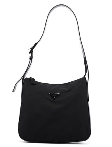 Prada Black Tessuto Spazzolato Hobo Shoulder Bag