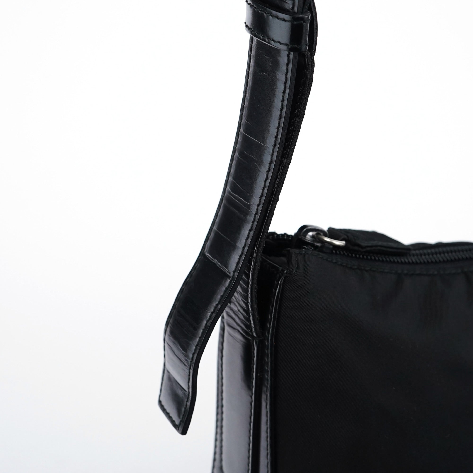 Prada Black Tessuto Spazzolato Hobo Shoulder Bag