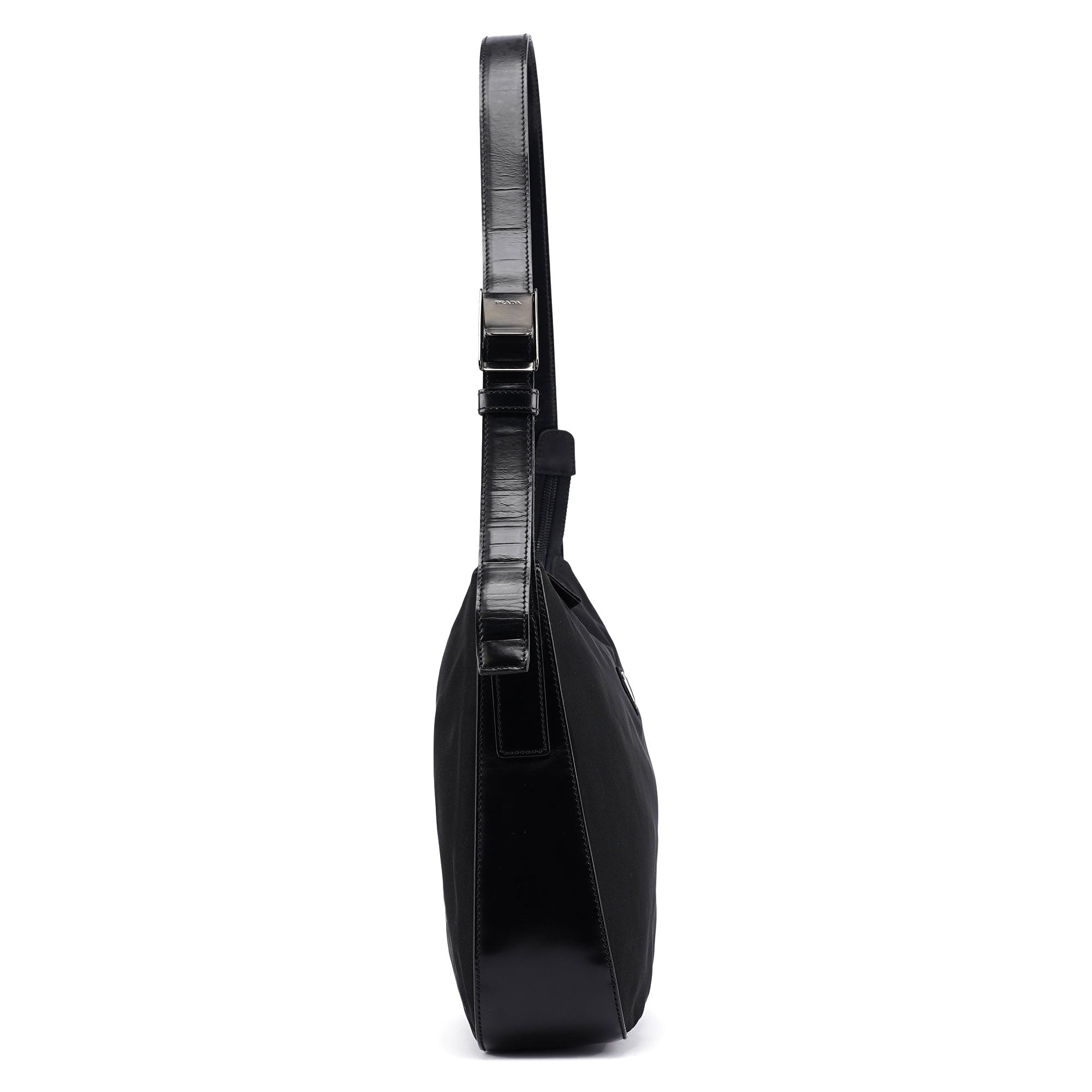 Prada Black Tessuto Spazzolato Hobo Shoulder Bag