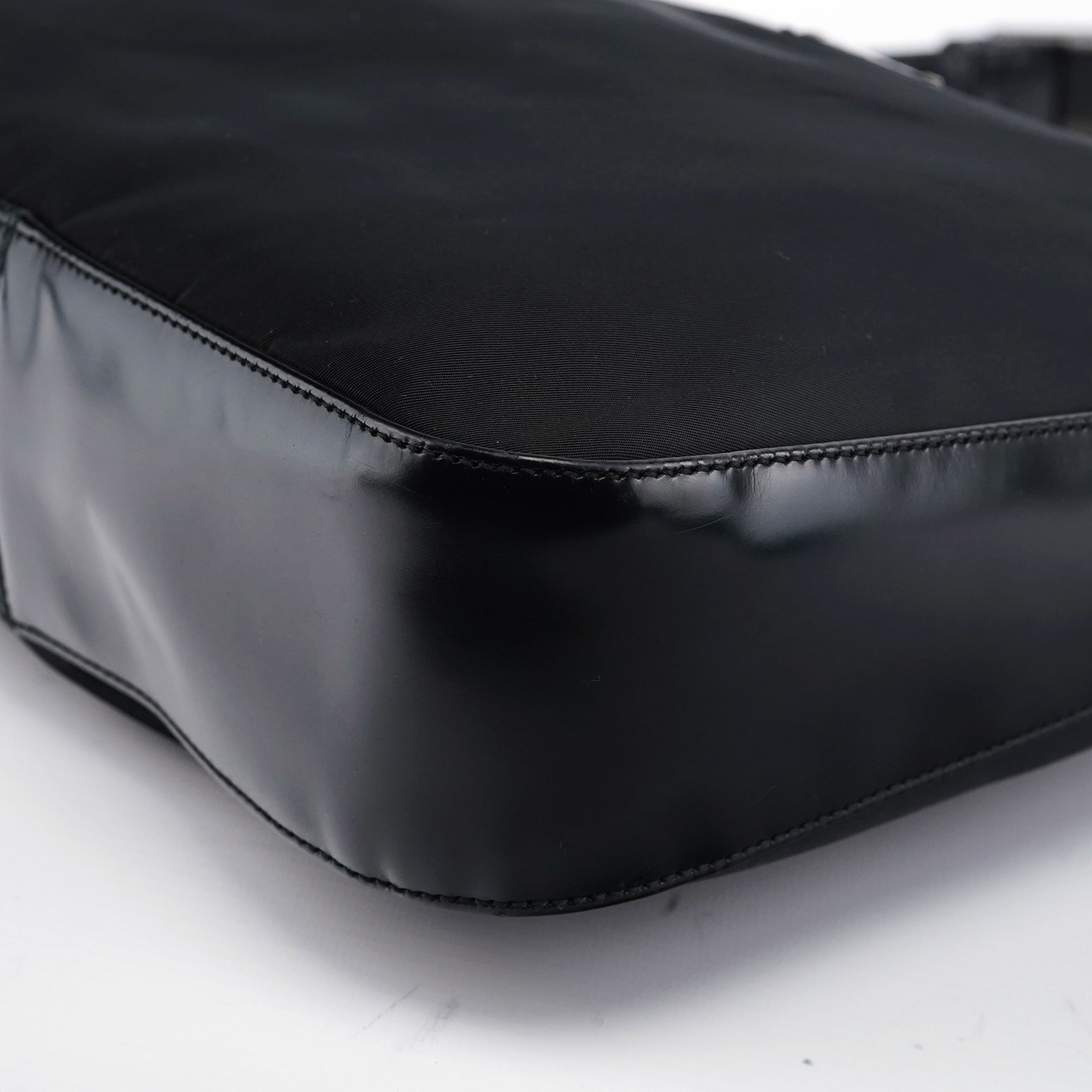 Prada Black Tessuto Spazzolato Hobo Shoulder Bag