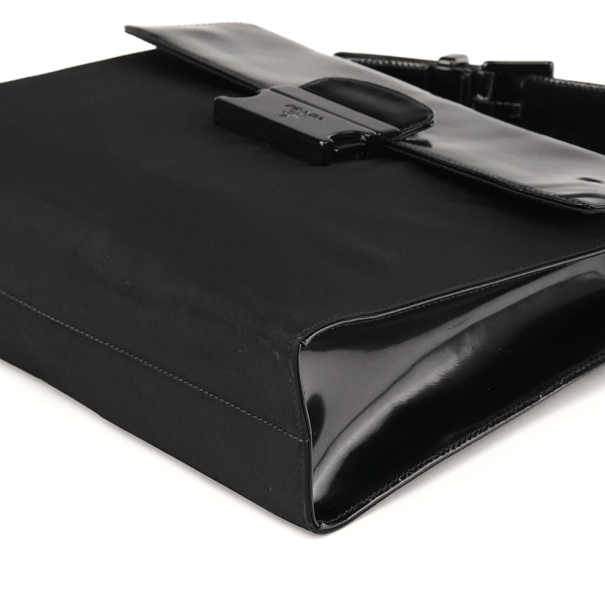 Prada Black Tessuto Spazzolato Nylon Top Handle Bag