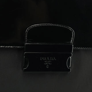 Prada Black Tessuto Spazzolato Nylon Top Handle Bag