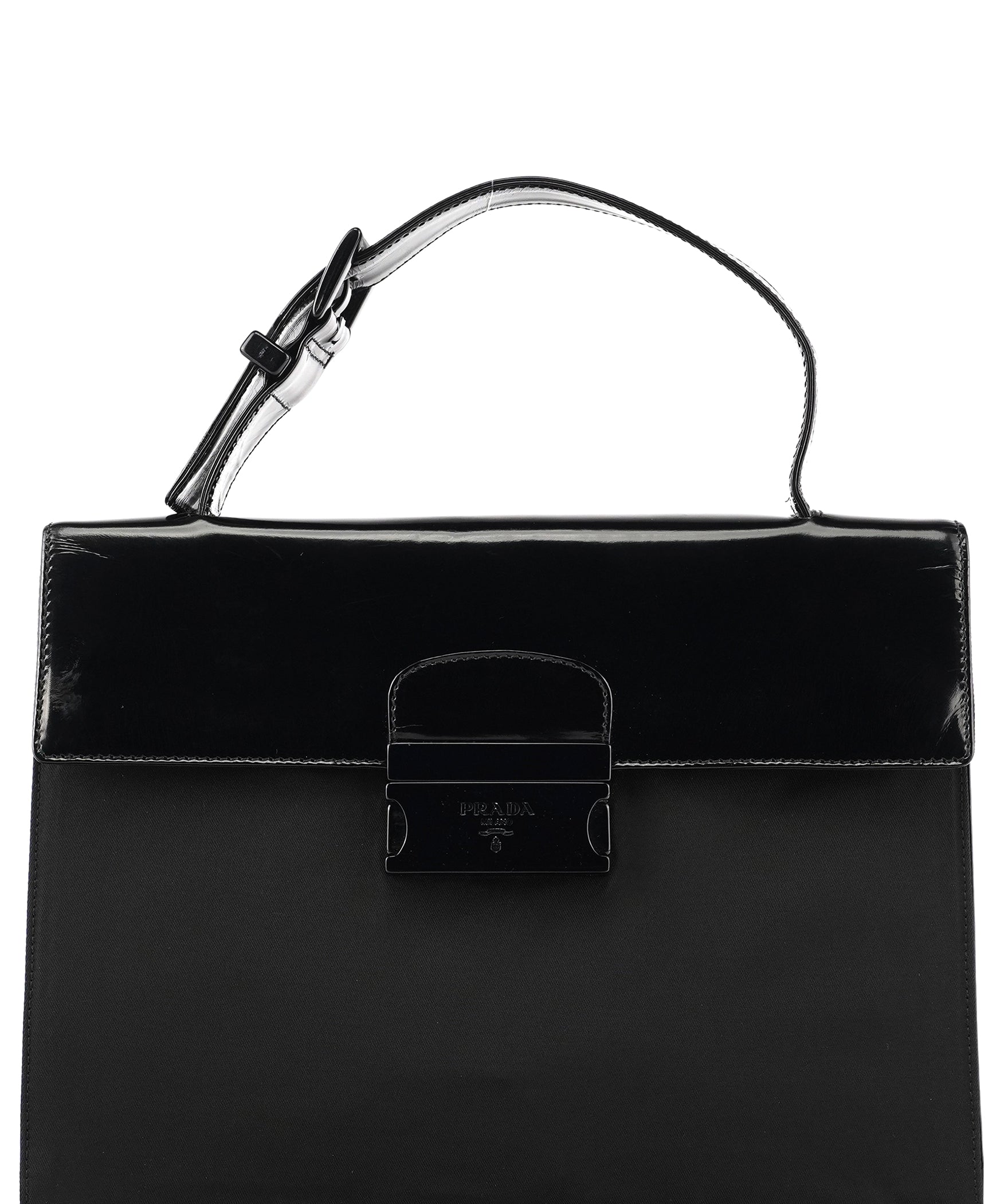 Prada Black Tessuto Spazzolato Nylon Top Handle Bag