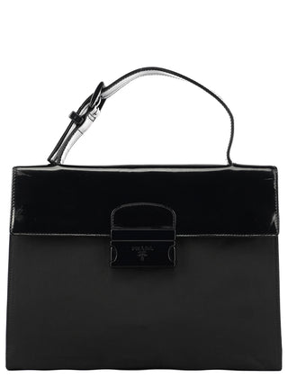 Prada Black Tessuto Spazzolato Nylon Top Handle Bag