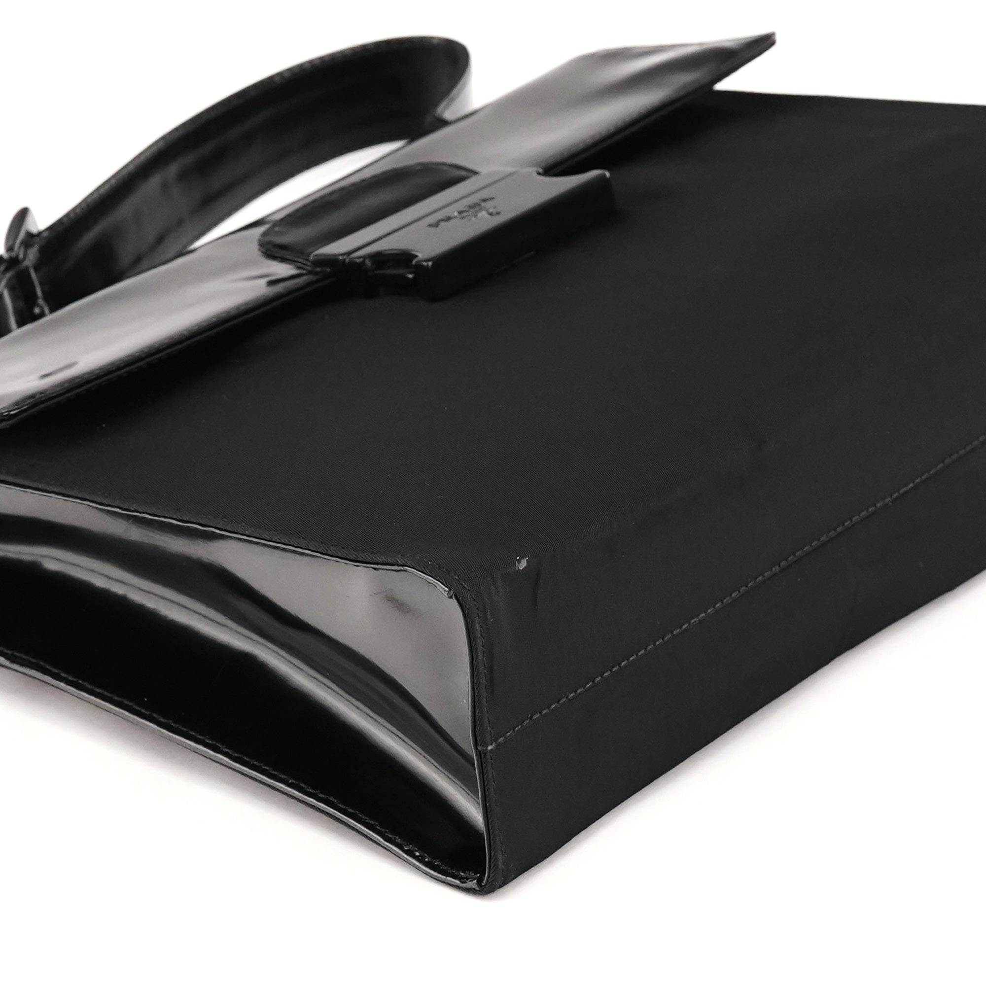 Prada Black Tessuto Spazzolato Nylon Top Handle Bag