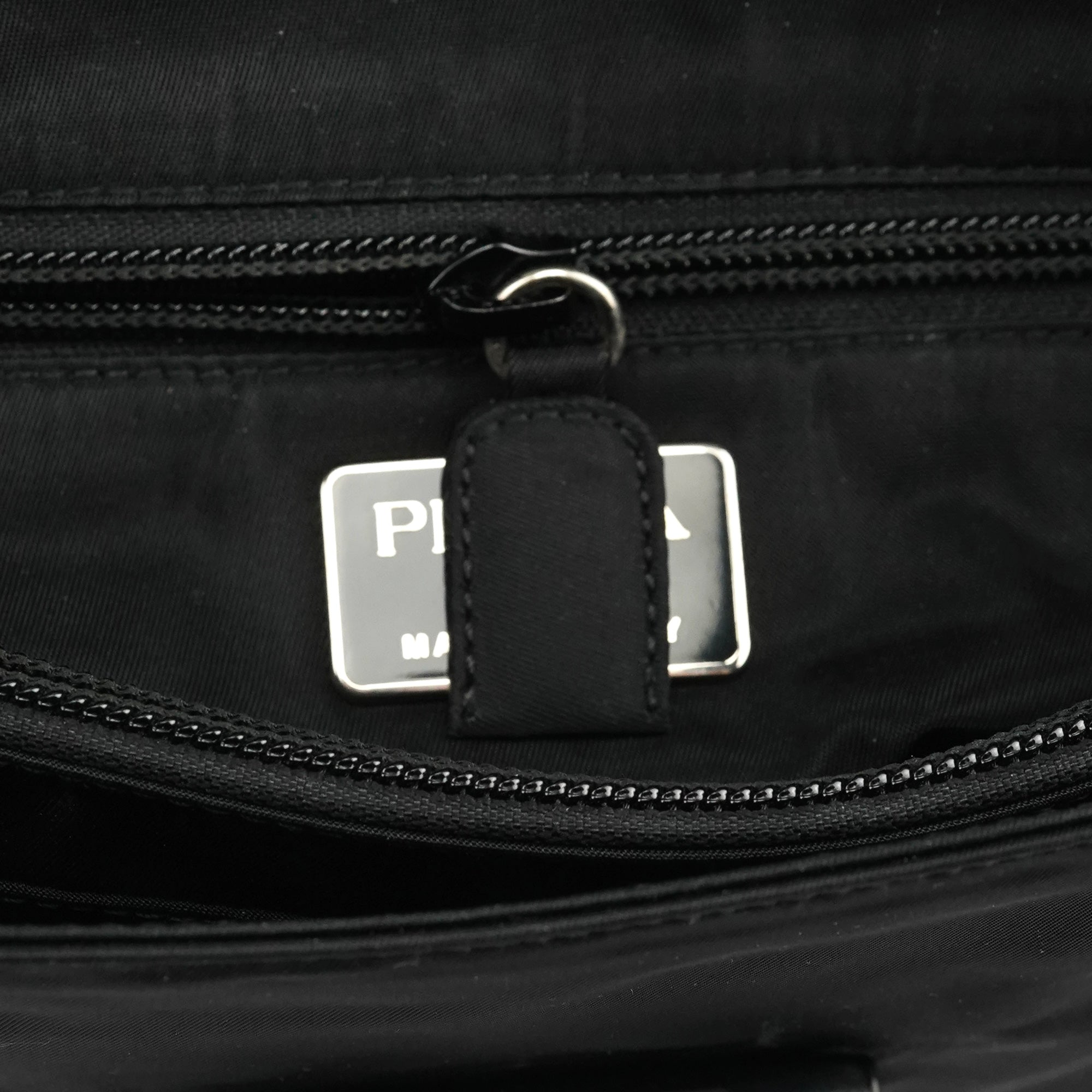 Prada Black Tessuto Spazzolato Nylon Top Handle Bag