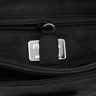 Prada Black Tessuto Spazzolato Nylon Top Handle Bag