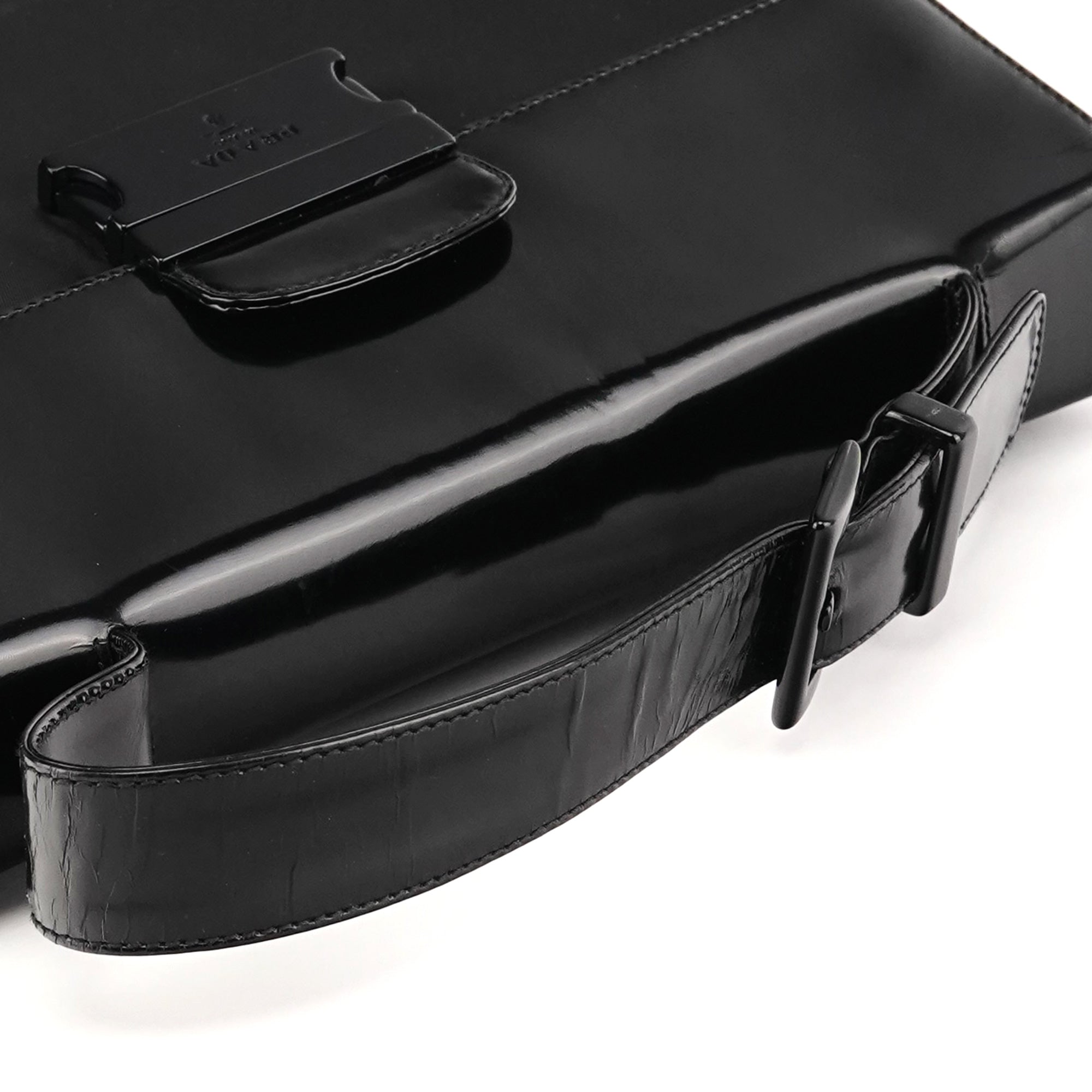 Prada Black Tessuto Spazzolato Nylon Top Handle Bag