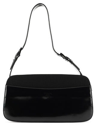 Prada Black Tessuto Spazzolato Shoulder Bag
