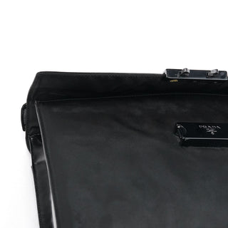 Prada Black Tessuto Spazzolato Top Handle Bag