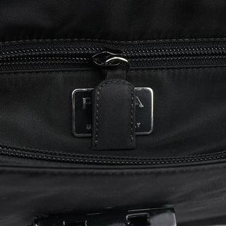 Prada Black Tessuto Spazzolato Top Handle Bag