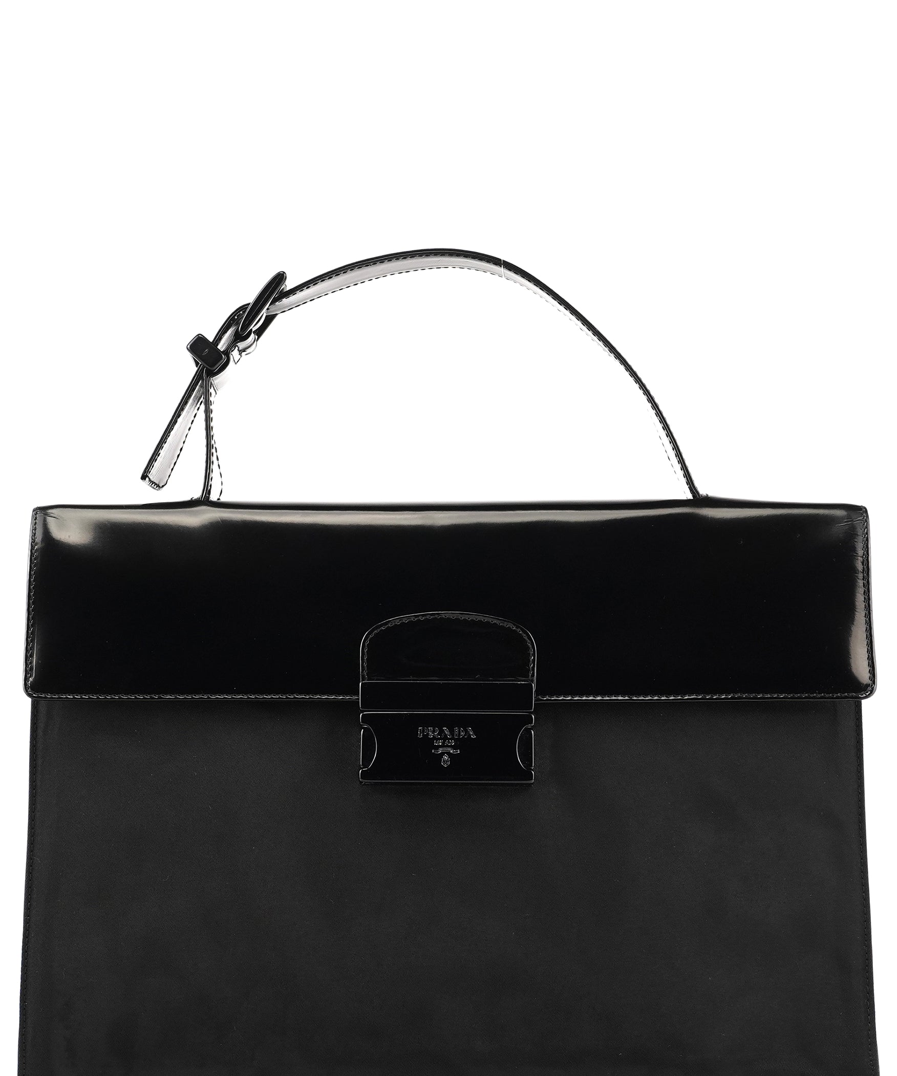 Prada Black Tessuto Spazzolato Top Handle Bag
