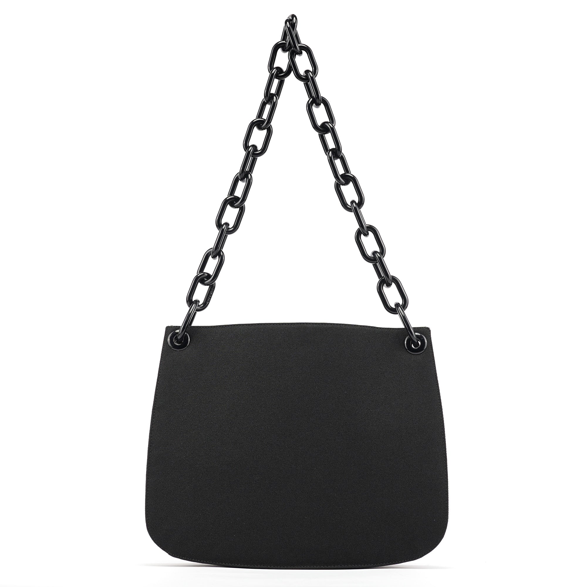 Prada Tessuto Swing Schultertasche mit Kette aus schwarzem Nylon