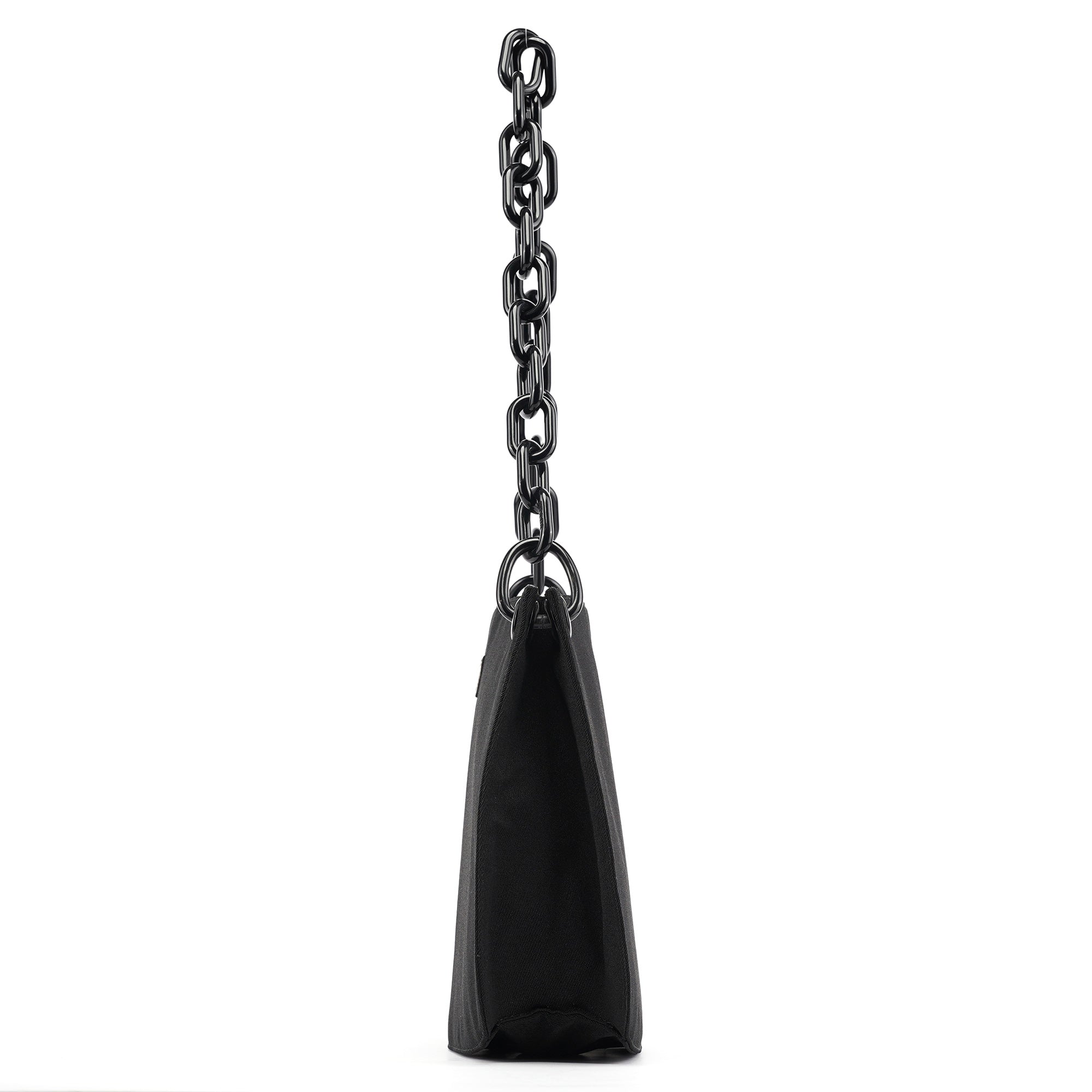 Prada Tessuto Swing Schultertasche mit Kette aus schwarzem Nylon
