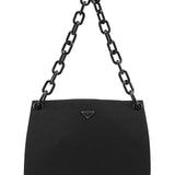 Prada Tessuto Swing Schultertasche mit Kette aus schwarzem Nylon