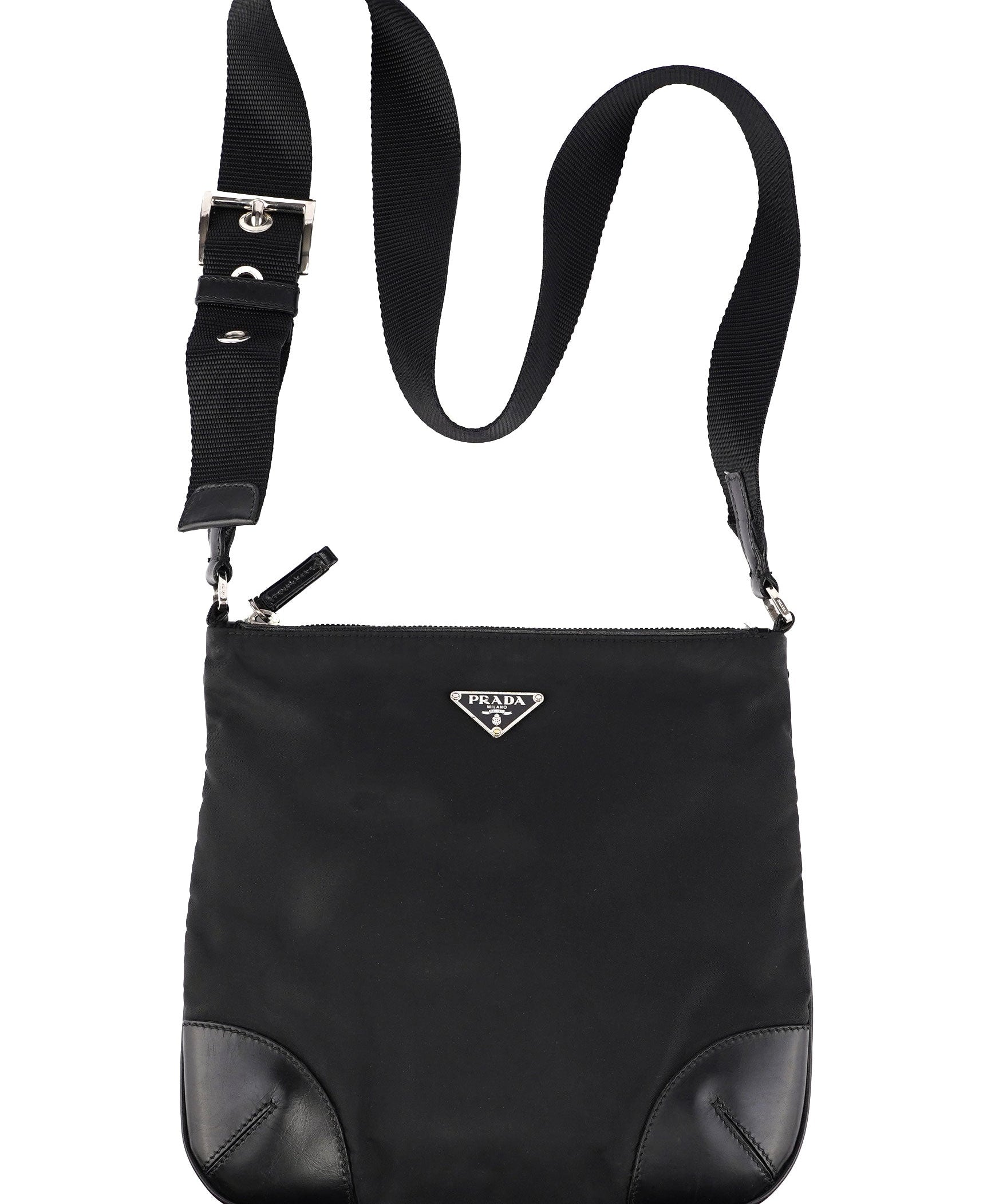 Prada Black Tessuto Vitello Crossbody Bag