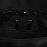 Prada Tessuto Vitello axelväska i svart nylon och kalvskinn