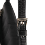 Prada Tessuto Vitello axelväska i svart nylon och kalvskinn