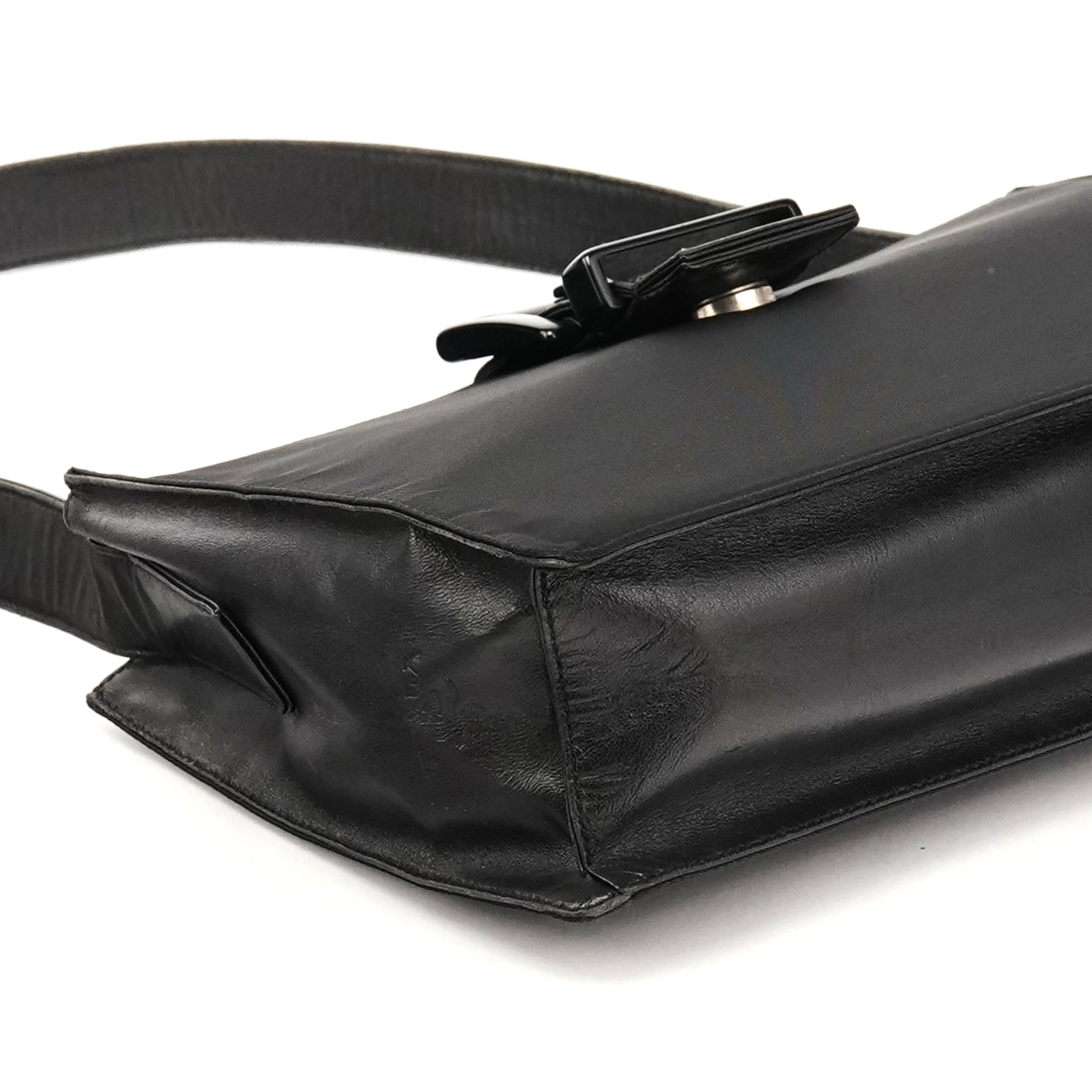 Prada Black Tessuto Vitello Nylon Shoulder Bag