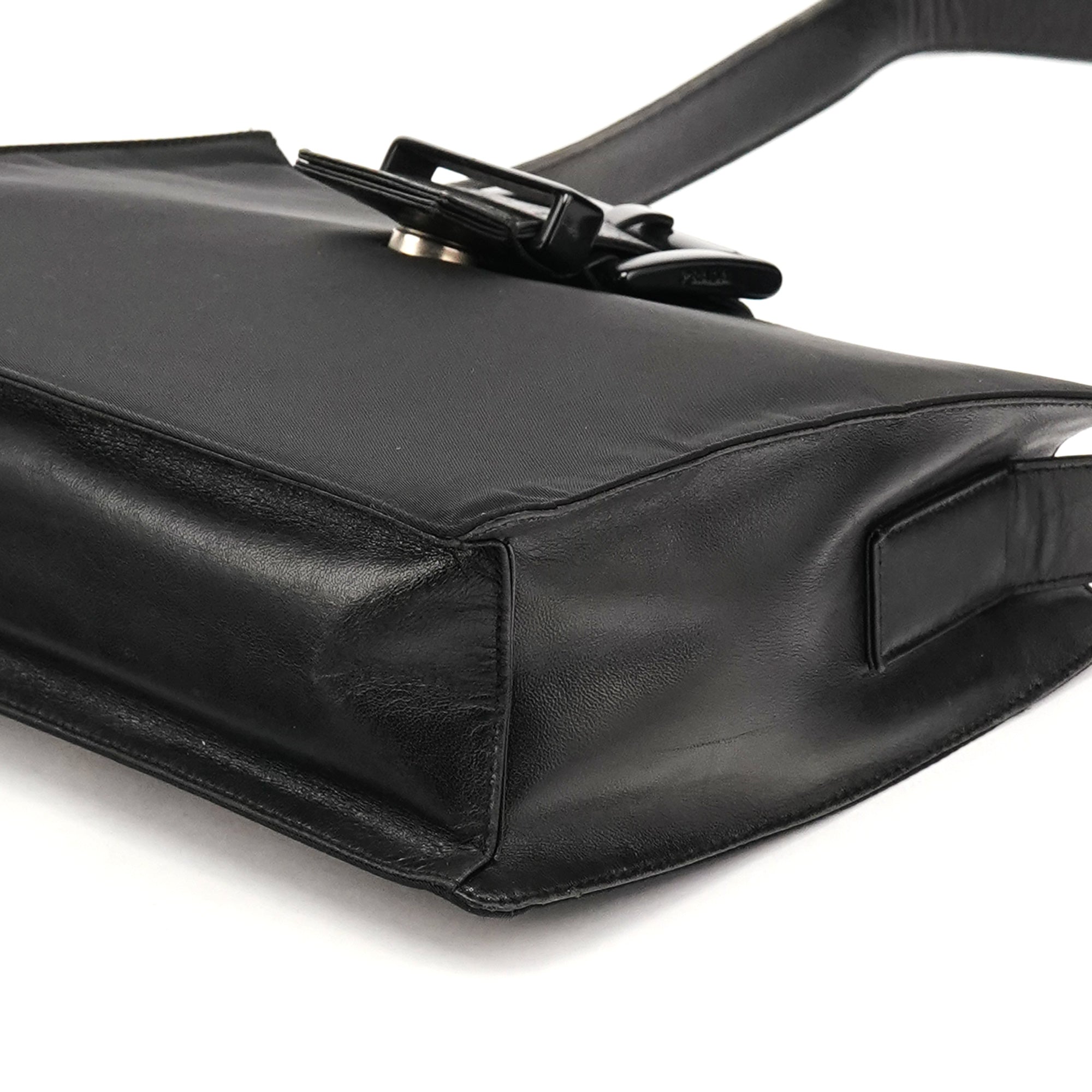 Prada Black Tessuto Vitello Nylon Shoulder Bag