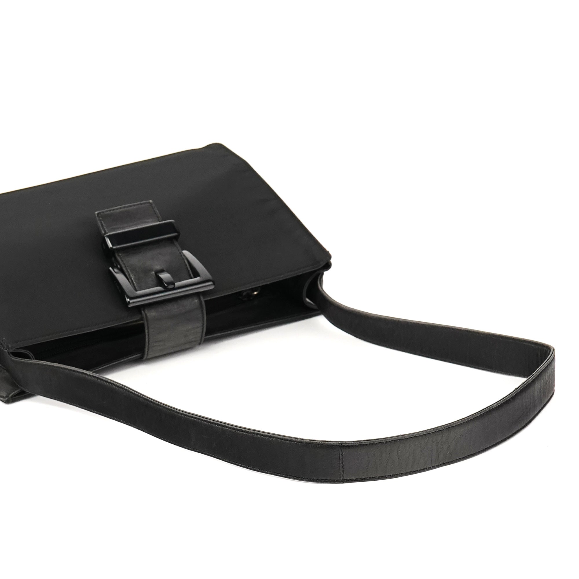 Prada Black Tessuto Vitello Nylon Shoulder Bag