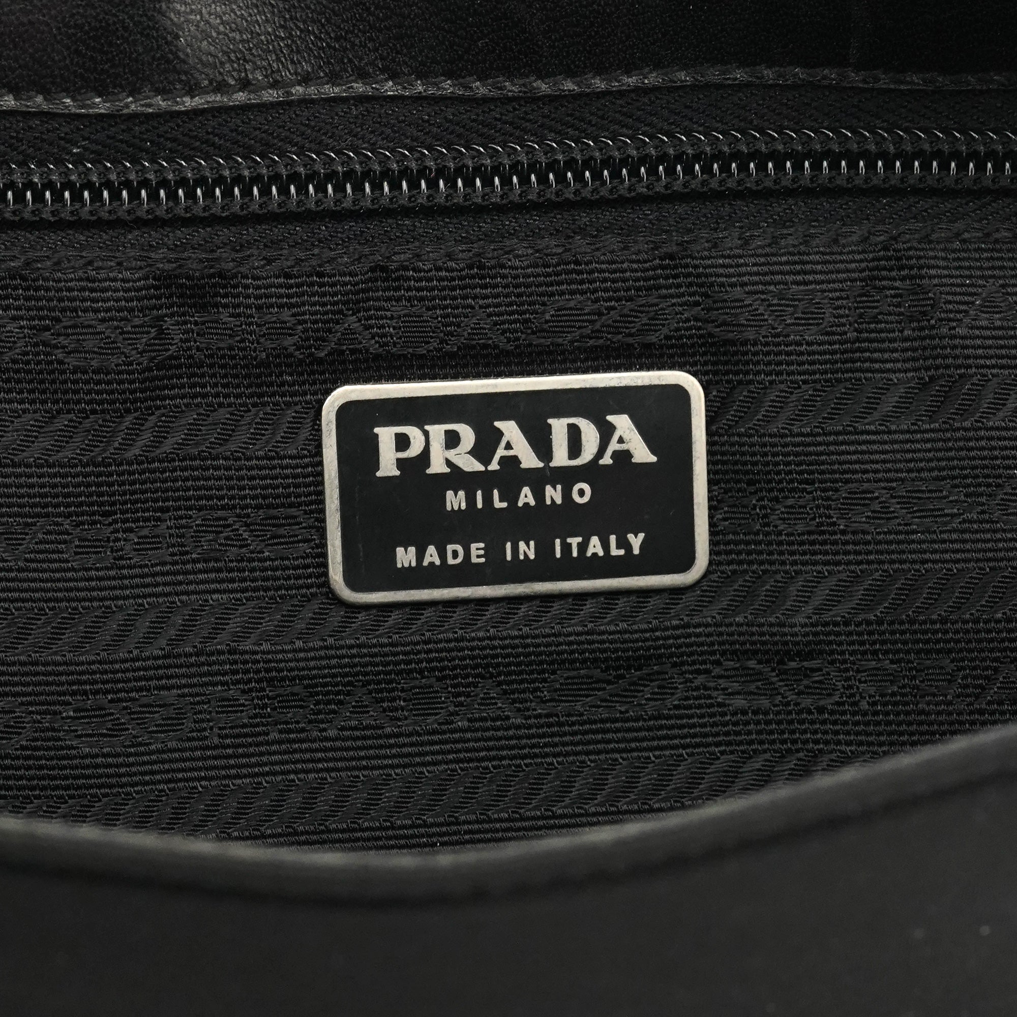 Prada Black Tessuto Vitello Nylon Shoulder Bag