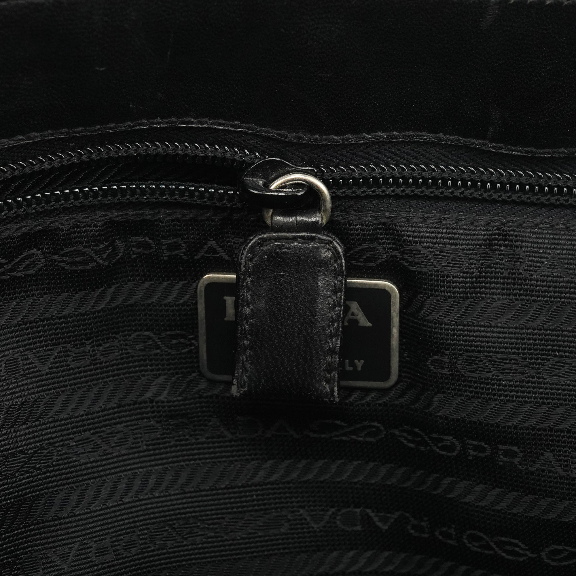 Prada Black Tessuto Vitello Nylon Shoulder Bag