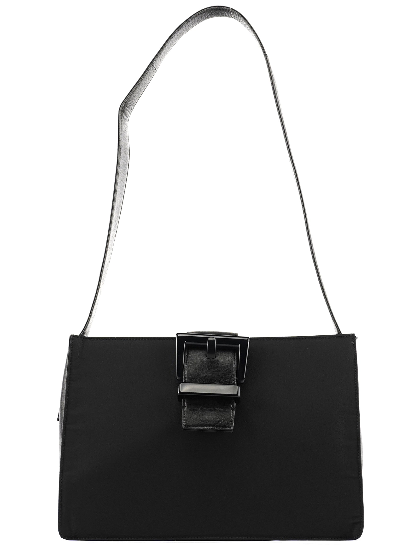 Prada Black Tessuto Vitello Nylon Shoulder Bag