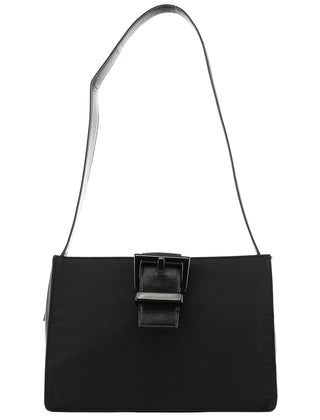 Prada Black Tessuto Vitello Nylon Shoulder Bag