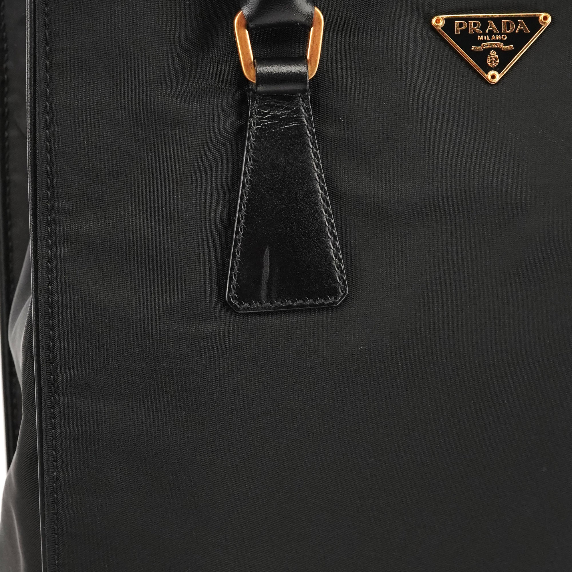 Prada Black Tessuto Vitello Nylon Tote Bag